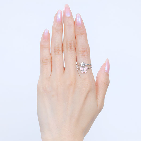 バタフライリボン リングセット（シルバー）