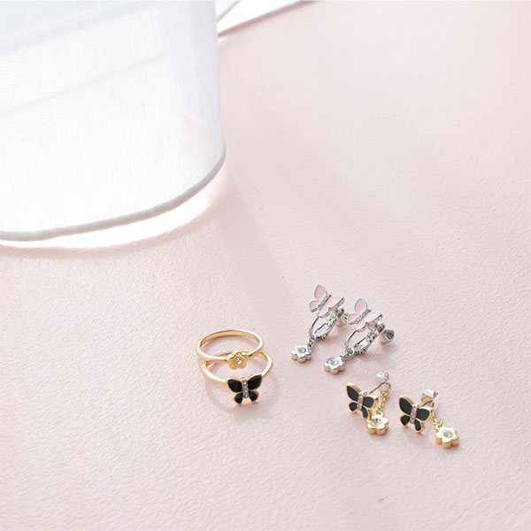 バタフライリボン リングセット（シルバー）