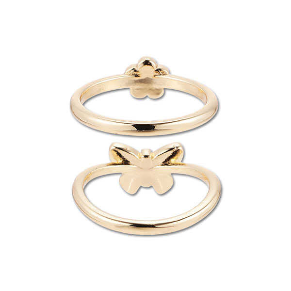 バタフライリボン リングセット（ゴールド）