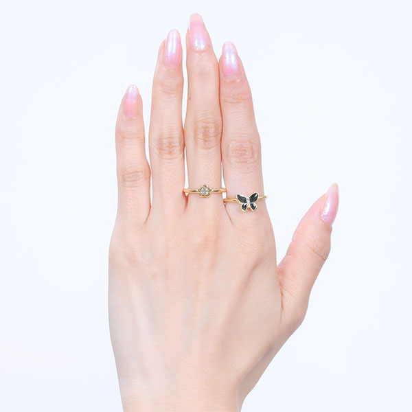 バタフライリボン リングセット（ゴールド）