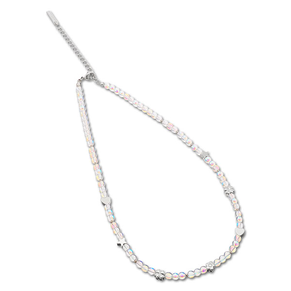 ガラスビーズ ネックレス（クリア）