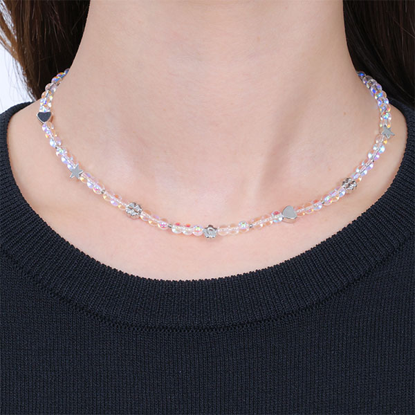 ガラスビーズ ネックレス（クリア）