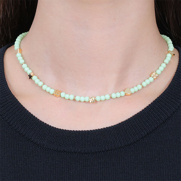 ガラスビーズ ネックレス（ミント）