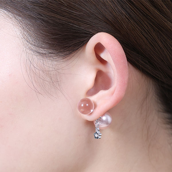 クリアボール ピアス（ピンク）