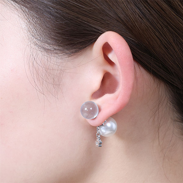 クリアボール ピアス（ブルー）