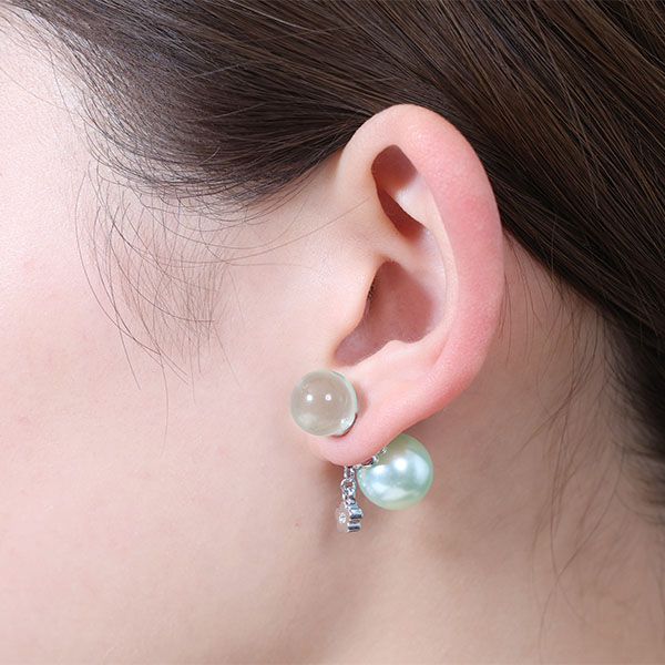 クリアボール ピアス（グリーン）