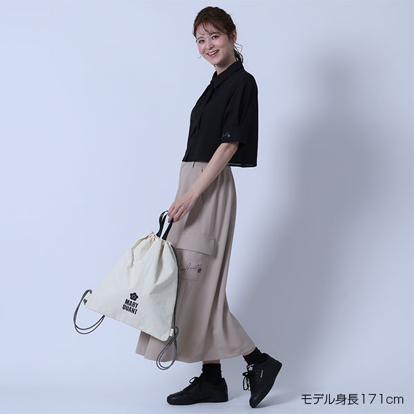 スカーフ付きクロップド ブラウス（ブラック）