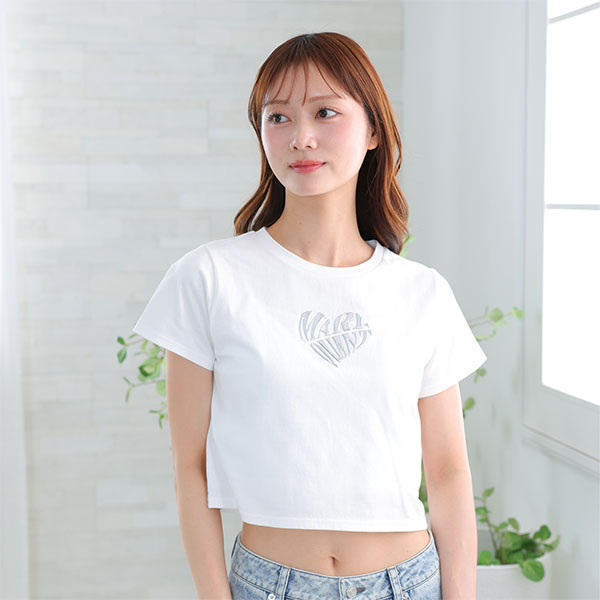 メタリックプリント Tシャツ（ホワイト）