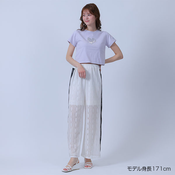 メタリックプリント Tシャツ（パープル）
