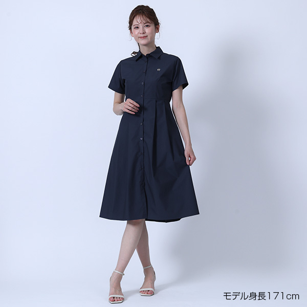 ウエストタックシャツ ワンピース（ネイビー）