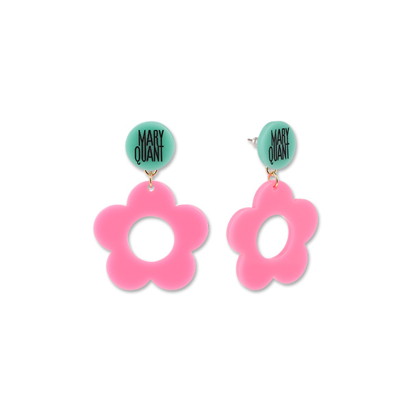 レトロPOP ピアス（フューシャピンク）