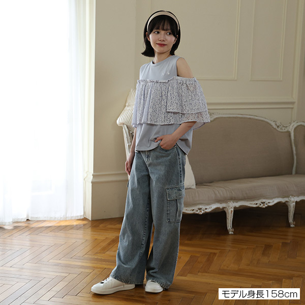 カーゴデニム パンツ（ライトブルー）