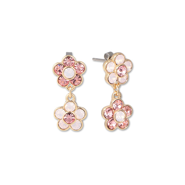 カラービジューデイジー ピアス（ピンク）