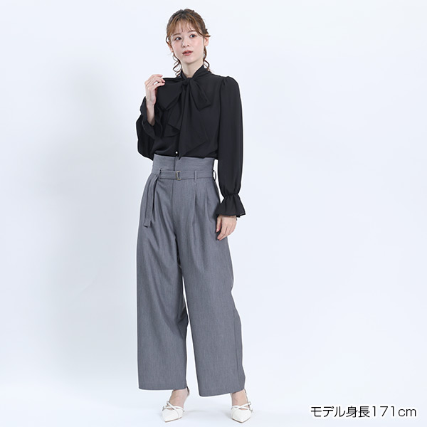 タックワイド パンツ（グレー）