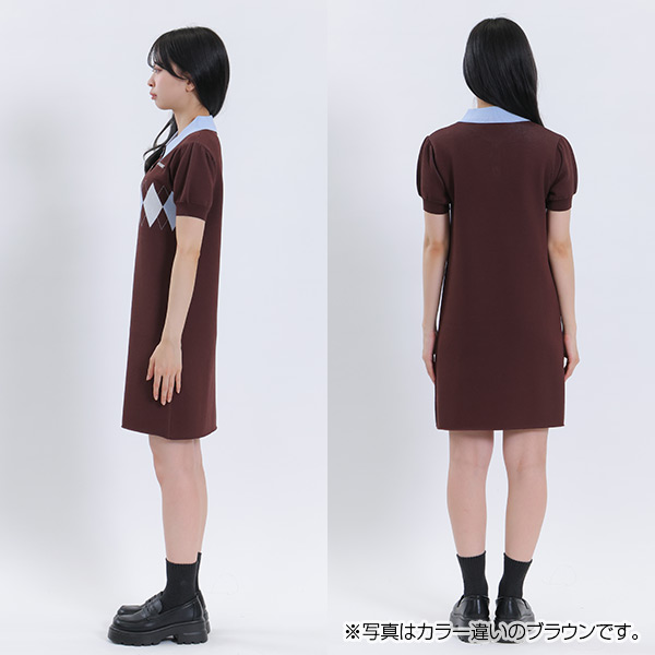 アーガイルニット ワンピース（ブラック）