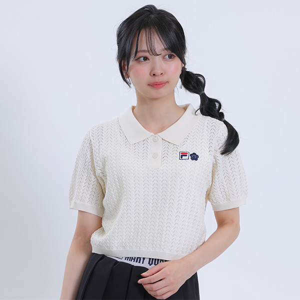 FILA × MARY QUANT クロッシェポロ プルオーバー（アイボリー）