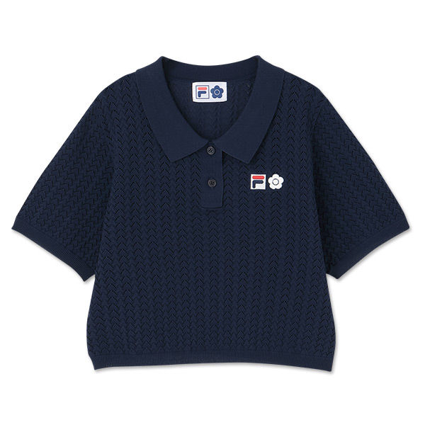 FILA × MARY QUANT クロッシェポロ プルオーバー（ネイビー）