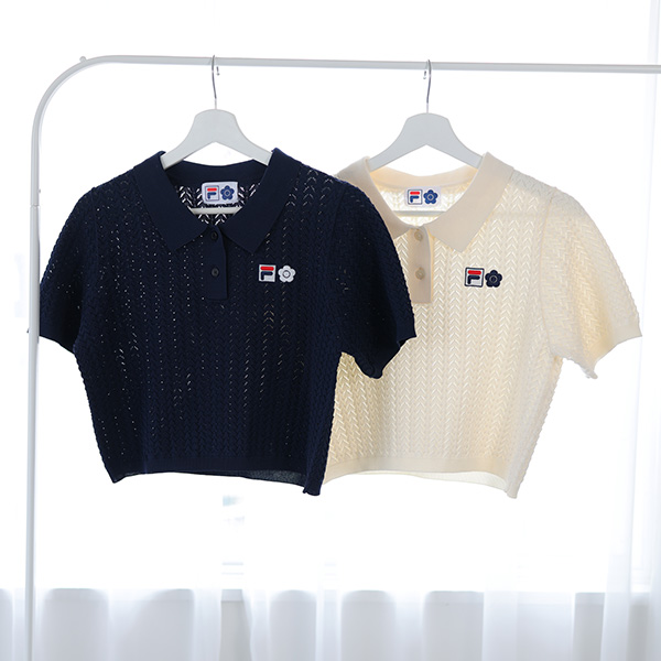 FILA × MARY QUANT クロッシェポロ プルオーバー（ネイビー）