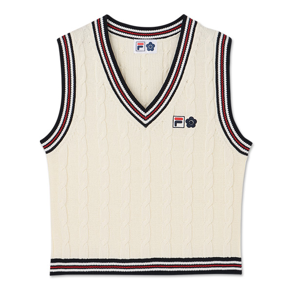 FILA × MARY QUANT ラインニット ベスト（アイボリー）