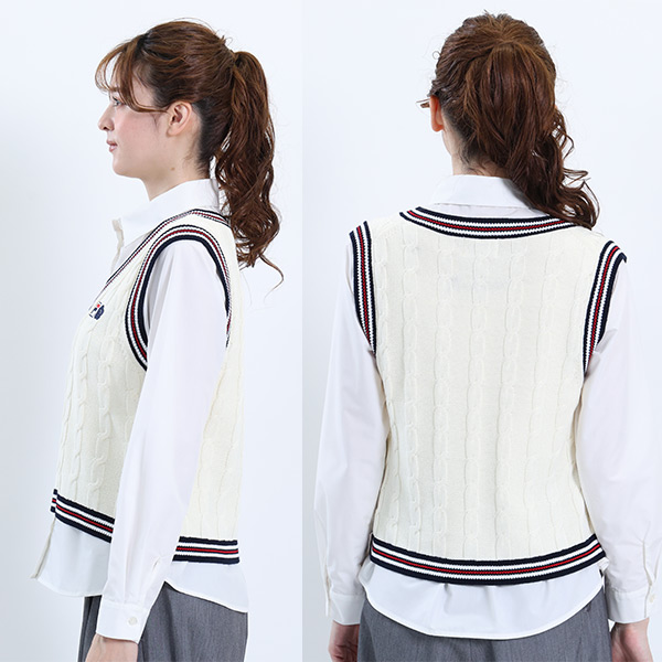 FILA × MARY QUANT ラインニット ベスト（アイボリー）