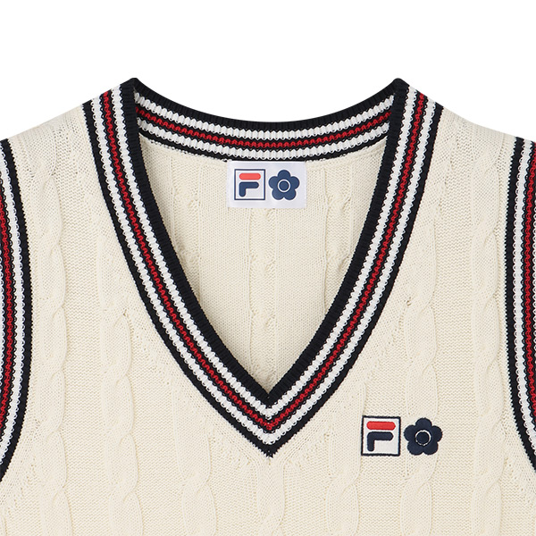 FILA × MARY QUANT ラインニット ベスト（アイボリー）