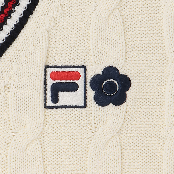 FILA × MARY QUANT ラインニット ベスト（アイボリー）