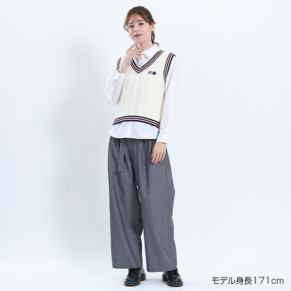 FILA × MARY QUANT ラインニット ベスト（アイボリー）