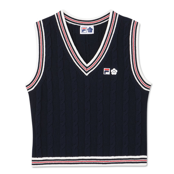 FILA × MARY QUANT ラインニット ベスト（ネイビー）