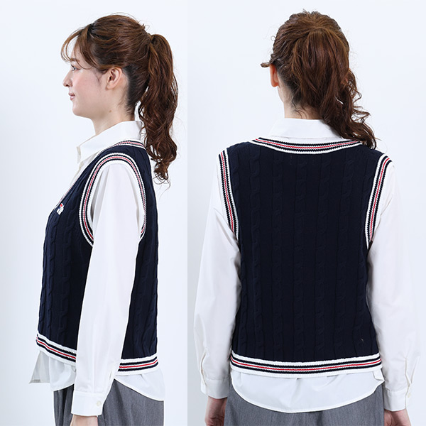 FILA × MARY QUANT ラインニット ベスト（ネイビー）