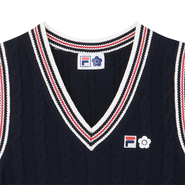 FILA × MARY QUANT ラインニット ベスト（ネイビー）