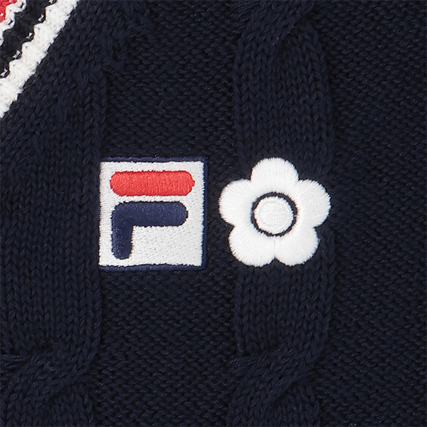 FILA × MARY QUANT ラインニット ベスト（ネイビー）