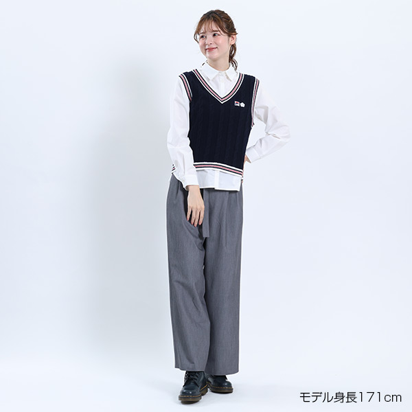 FILA × MARY QUANT ラインニット ベスト（ネイビー）