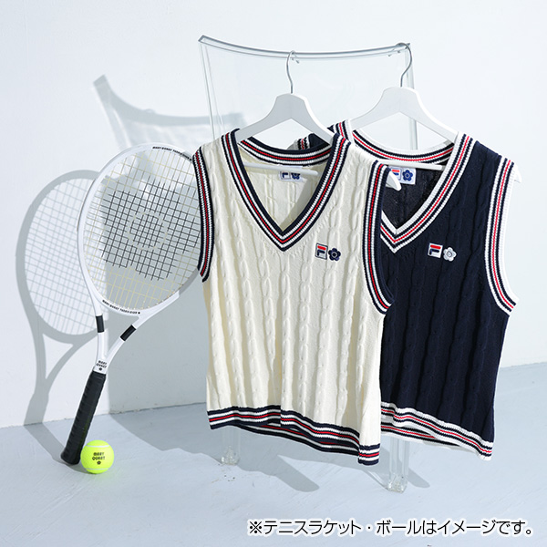 FILA × MARY QUANT ラインニット ベスト（ネイビー）