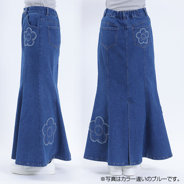 デイジーパッチデニムマーメイド スカート（ブラック）