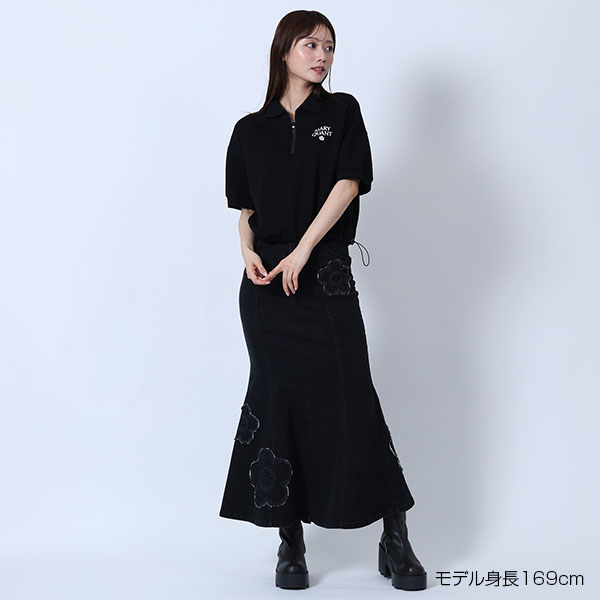 デイジーパッチデニムマーメイド スカート（ブラック）