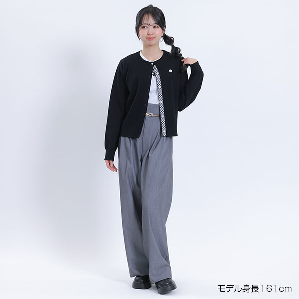 バイカラーチェック カーディガン（ブラック）