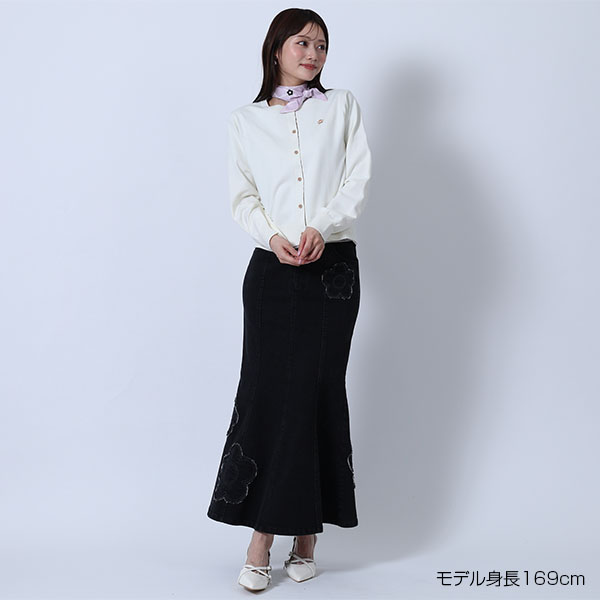 バイカラーチェック カーディガン（ホワイト）