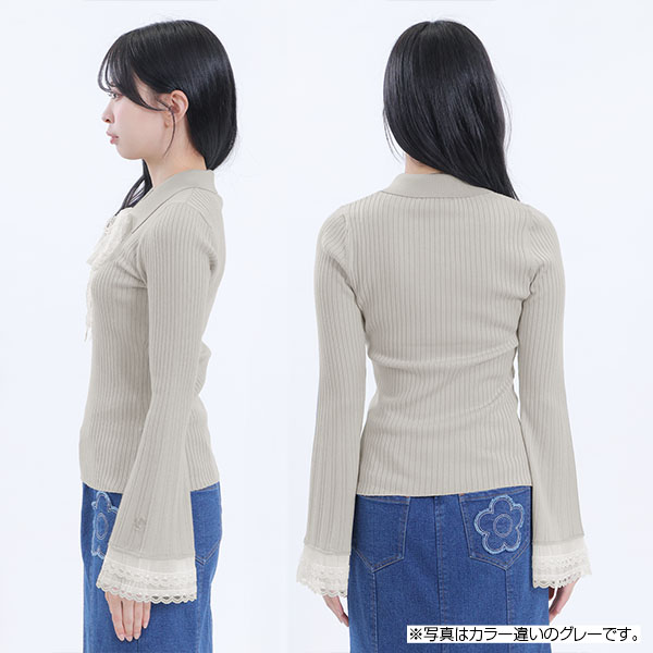 レースフレアスリーブ プルオーバー（ピンク）
