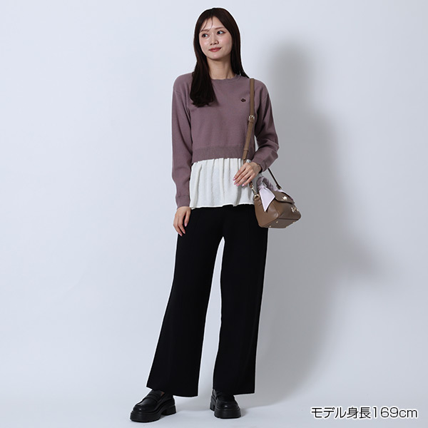 センターシームニット パンツ（ブラック）