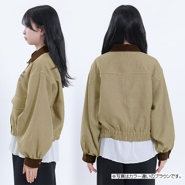 コーデュロイカラーワーク ブルゾン（ネイビー）