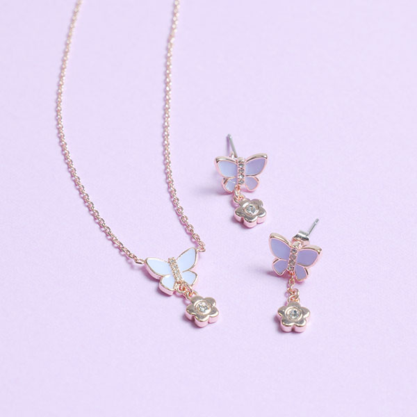 バタフライリボン ピアス（ピンクゴールド）
