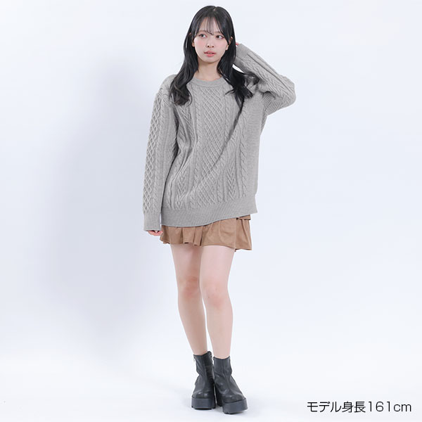 ベロアリボンニット プルオーバー（グレー）