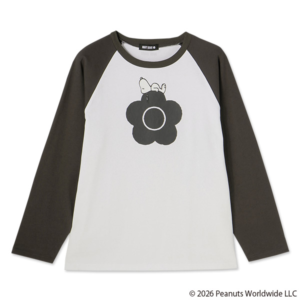 MARY QUANT×PEANUTS ラグランロング Tシャツ（ブラック）