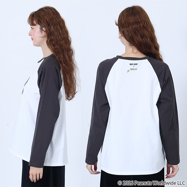 MARY QUANT×PEANUTS ラグランロング Tシャツ（ブラック）
