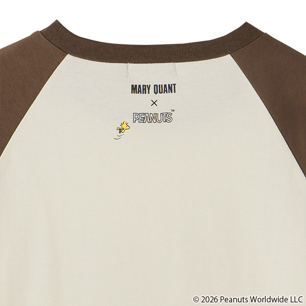 MARY QUANT×PEANUTS ラグランロング Tシャツ（ブラウン）