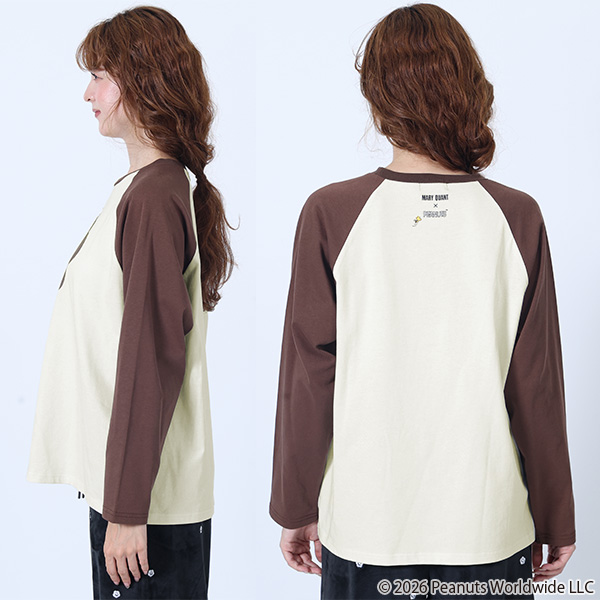 MARY QUANT×PEANUTS ラグランロング Tシャツ（ブラウン）