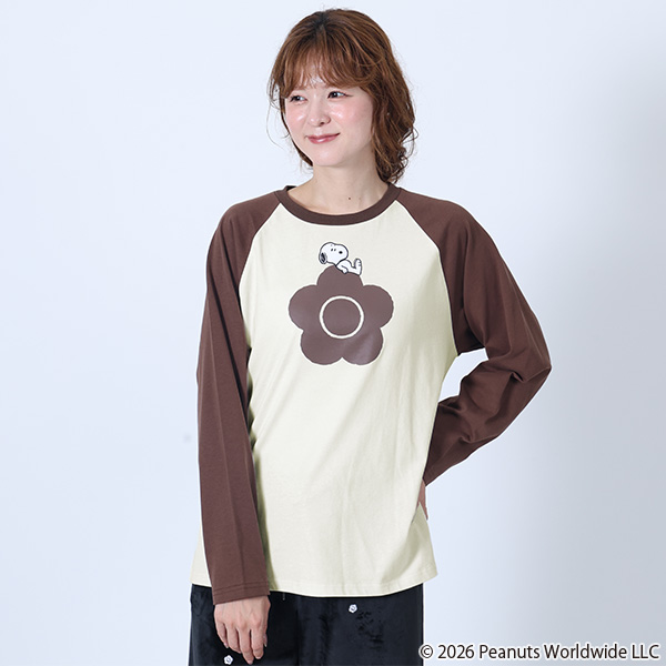 MARY QUANT×PEANUTS ラグランロング Tシャツ（ブラウン）