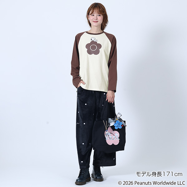 MARY QUANT×PEANUTS ラグランロング Tシャツ（ブラウン）
