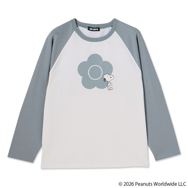 MARY QUANT×PEANUTS ラグランロング Tシャツ（ブルー）