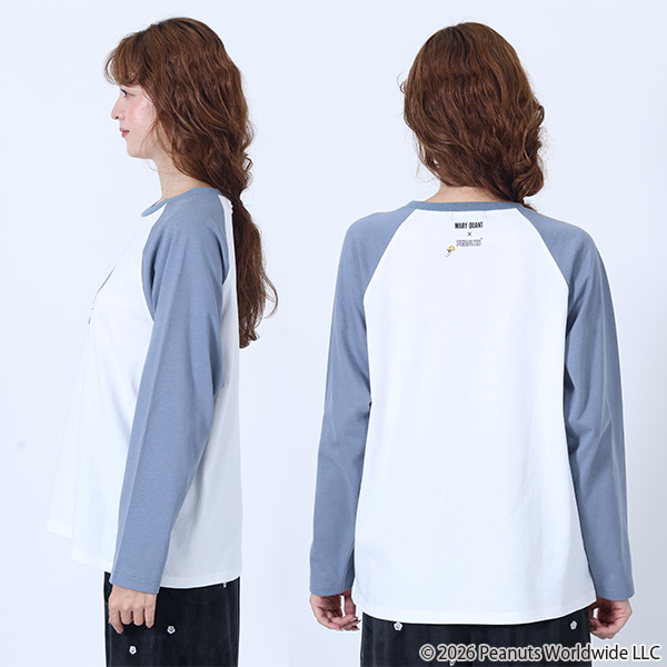 MARY QUANT×PEANUTS ラグランロング Tシャツ（ブルー）